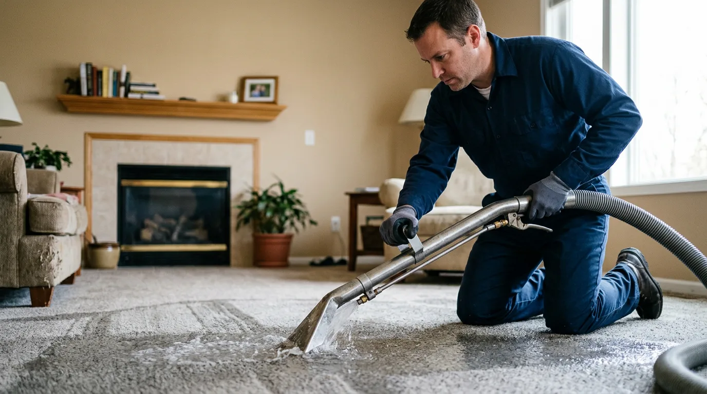 Water damage restoration technician working near Creola, AL